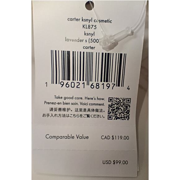 Kate Spade Carter Lavender Smoke Large Nylon Cosmetic Bag - NEW - Picture 7 of 7